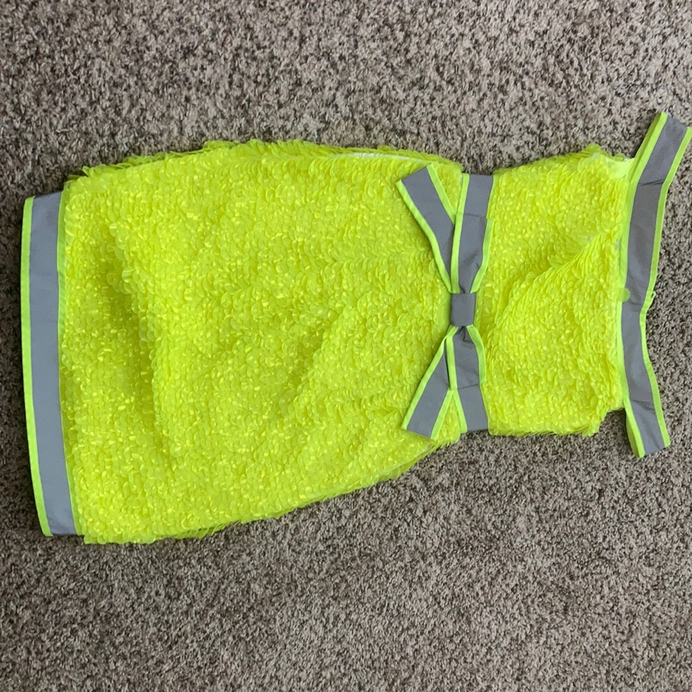 Neon yellow Moschino couture dress